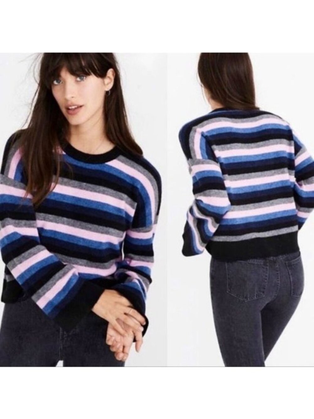 Madewell Cardiff Striped Crewneck Sweater in Coziest Yarn size XS